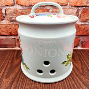 Pioneer Woman Breezy Blossoms Onion Canister ~9.25” Tall Ceramic Discontinued